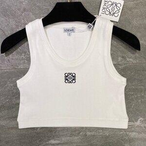 Loewe Women's Cream and White Crop-top Sports Vest